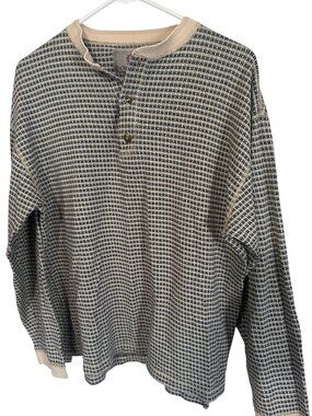 Vintage Territory Ahead tan and blue long sleeve shirt size L